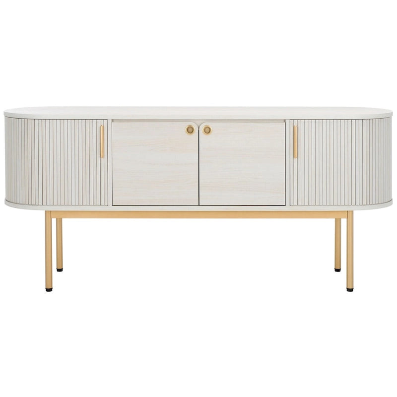 Modernes Sideboard mit vier Türen, geschwungenem Tambour-Stauraum und Metallbeinen