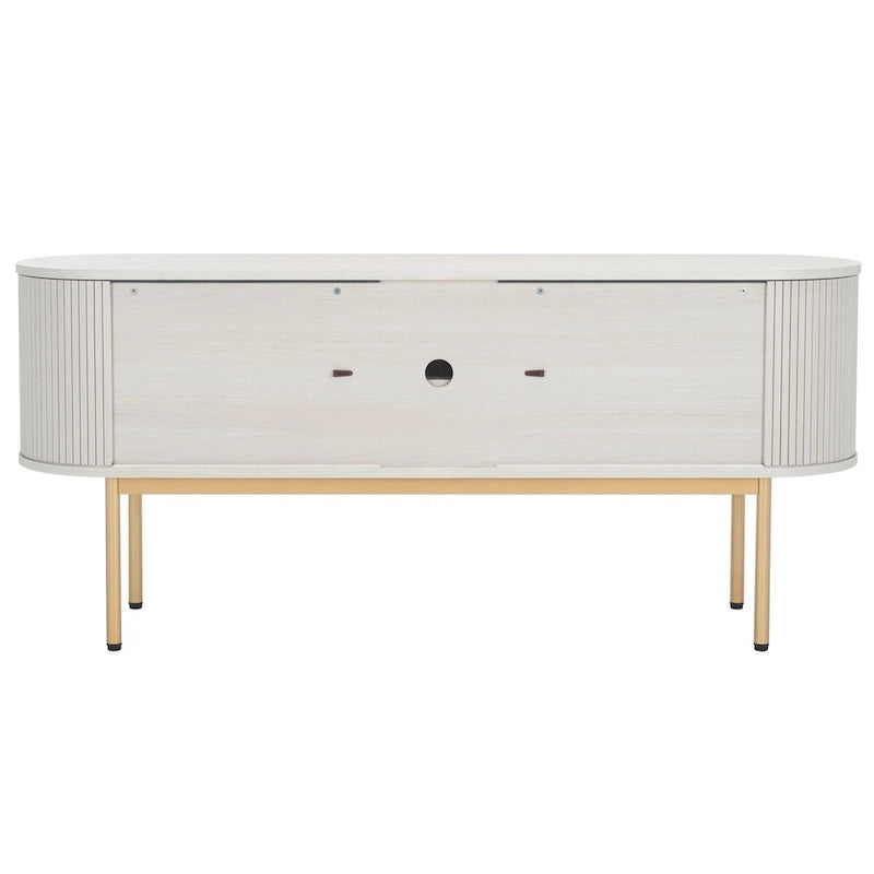 Modernes Sideboard mit vier Türen, geschwungenem Tambour-Stauraum und Metallbeinen