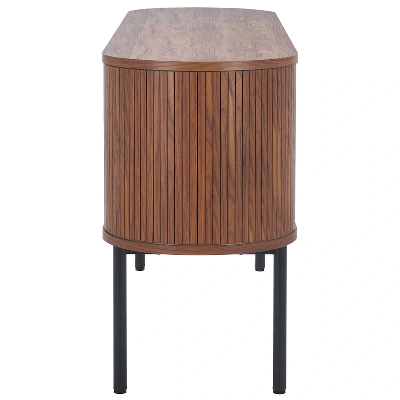 Modernes Sideboard mit vier Türen, geschwungenem Tambour-Stauraum und Metallbeinen