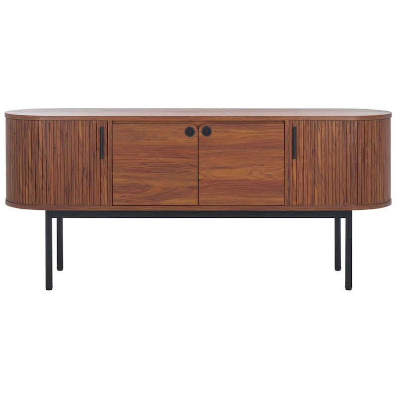 Modernes Sideboard mit vier Türen, geschwungenem Tambour-Stauraum und Metallbeinen