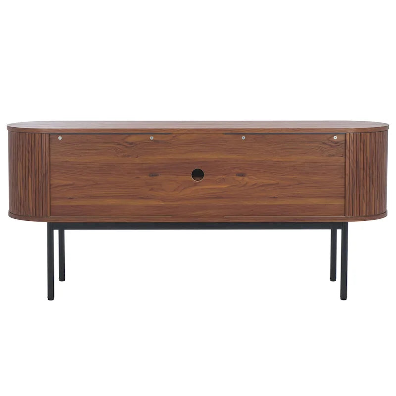 Modernes Sideboard mit vier Türen, geschwungenem Tambour-Stauraum und Metallbeinen