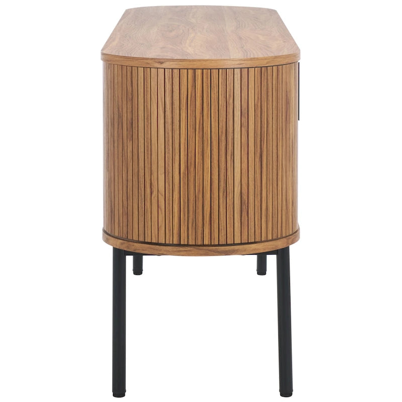 Modernes Sideboard mit vier Türen, geschwungenem Tambour-Stauraum und Metallbeinen