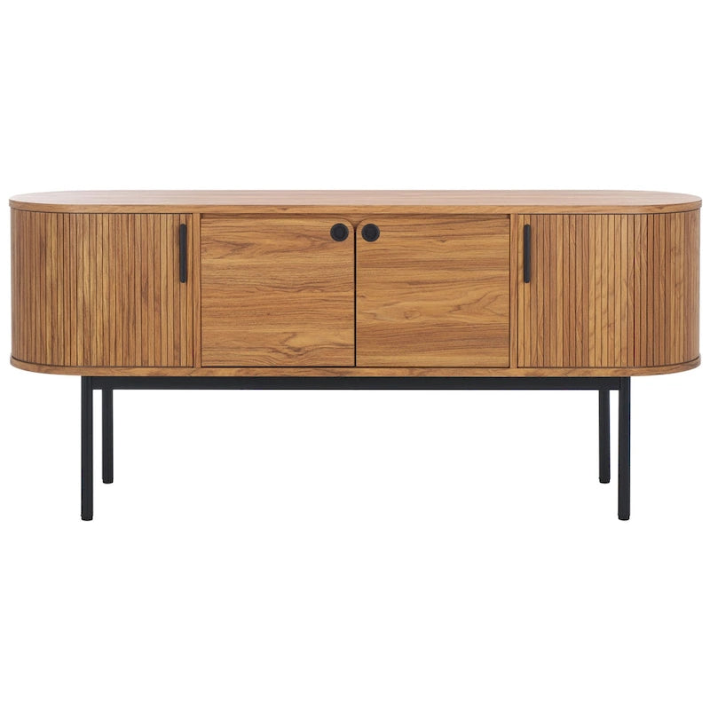 Modernes Sideboard mit vier Türen, geschwungenem Tambour-Stauraum und Metallbeinen